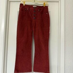 Madewell Rust-brown Cali Demi-Boot Corduroy Button-Fly Pants. 27P
